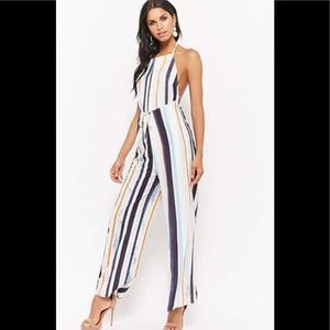 Striped halter jumpsuit